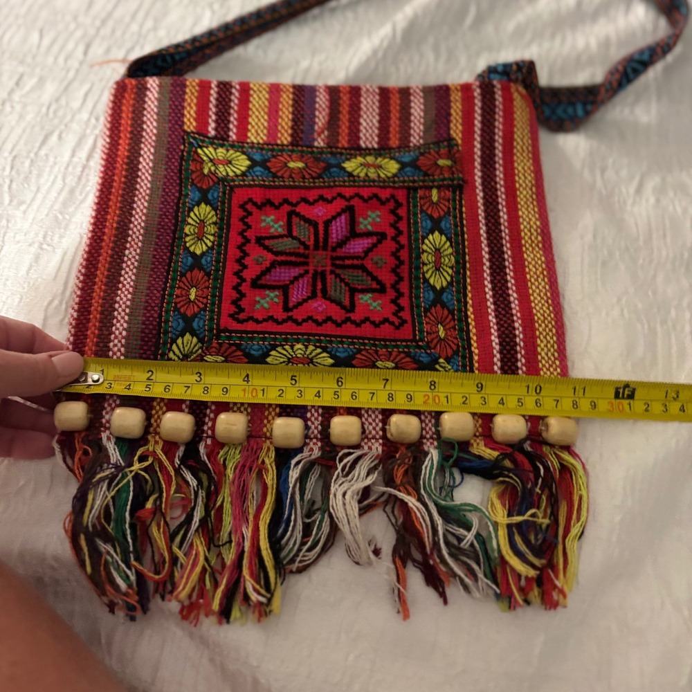 Unbranded Crossbody Bag Womens OS Multicolor Western Boho Woven Fringe Beads - Picture 3 of 4